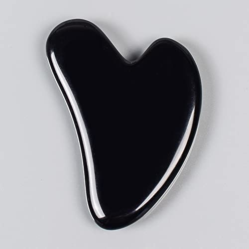 Schwarzer Obsidian-Werkzeug-Gesichtsroller Gua Sha-Werkzeugsätze Naturstein-Kristall-Massage, Guasha-Werkzeug Raumdekoration