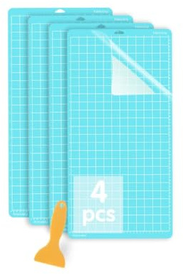 Jerilla 4 Stück Schneidematte für Cricut Maker 12 x 24 Zoll mit Abstreifer | Präzisions-set aus Selbstheilendem PVC, Widerstandsarm, Staubdicht, Abwaschbar, Langlebig, für Cricut Maker Explore