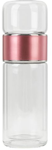 Gavigain Bouteille d'eau en verre à double paroi, séparation du thé et de l'eau, bouteille de thé en verre portable multifonctionnelle pour la maison et le bureau