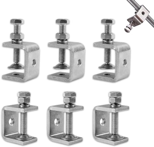 C Morsetto, 6 Pezzi, Morsetti per Morsetti a c Inossidabile 304, Colore Argento, Morsetto a C per Impieghi Gravosi, Vite Morsetto di Fissaggio per Lavori in Legno, Saldatura, Carpenteria