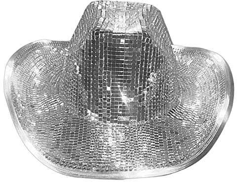 fanelod Disco-Cowboyhut, Ball-Disco-Cowboyhut, glitzernder Cowboyhut, Glitzer-Disco-Eimerhut, Neon-Glitzer-Glitzer-Cowgirl-Hüte, Atemberaubende Disco-Ball-Hüte, Pailletten-Cowboyhut-Kappen