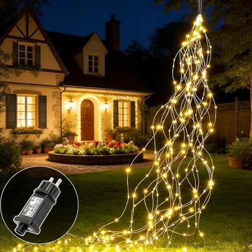 Redefun Lichterschweif 1M 100 LED Lichterbündel mit Strom | 8 Modi Lichterkette Wasserfall Wasserdichte Weihnachtsbeleuchtung für Innen Außen Gießkanne Balkon Garten Deko