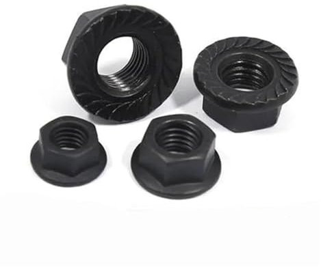 2-10 Stück M3 M4 M5 M6 M8 M10 M12 Schwarz A2-70 304 Edelstahl Sechskantkopf gezackte Spinlock Flanschmutter Kontermutter DIN6923(M3 10pcs)