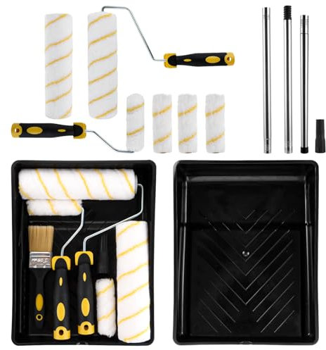 ZOFUN Malerset Farbroller Set Wandfarbe, Malerpinsel Set- Malerrolle Farbwalze, Farbroller klein, Pinselrolle, Malerpinsel, Farbwanne, Malerzubehör, streichen zubehör für farben