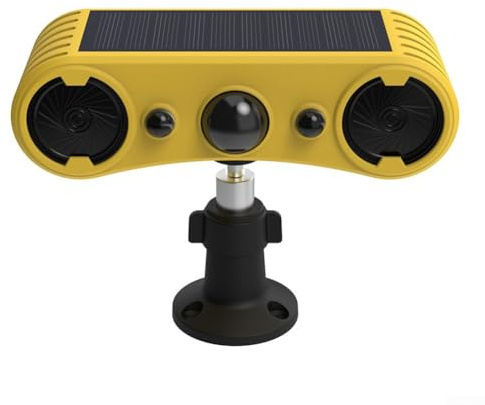 Besttoolifes Alarma solar con sensor de movimiento con 13 sonidos, resistente al agua IP55, sonido solar y luz estroboscópica, detector de movimiento, ladridos de perro y sonido de disparo, di adiós a