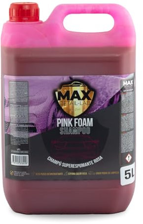 MAX DETAIL-LAB - Pink Foam - Shampoo Auto Rosa Schiuma Attiva Lavaggio, Sgrassante Lucidante, Detergente Prelavaggio Professionale, Sapone Concentrato Multi Foam, Pulizia Detailing Car Moto, 5L