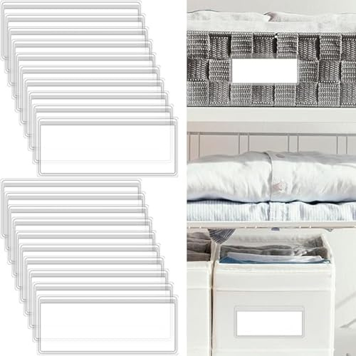 Luxiremi 30 Pcs Adhesive Label Holders for Storage Bins