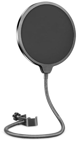 Professional Microphone Pop Filter for Blue Yeti, Mic Shock Mount, ASMR Microphone, Dual Layer Mic Pop Filter with Foam Cover & 360° Flexible Gooseneck, Enhanced Sound Shield Guard