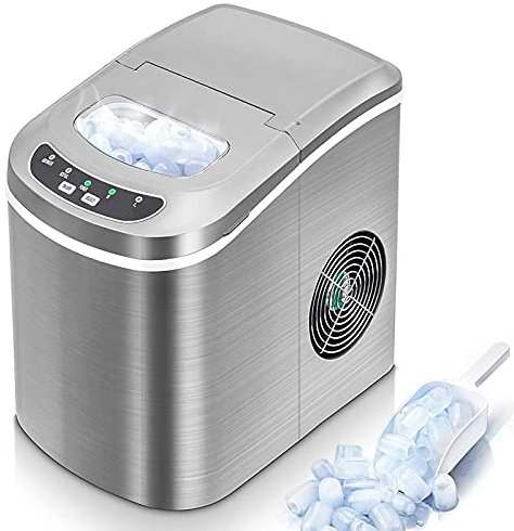 LYDBMYT Máquina para fabricar Hielo para encimera, 9 Cubitos de Hielo en 8 Minutos, 33 libras/24 Horas, autolimpiable, portátil y compacta
