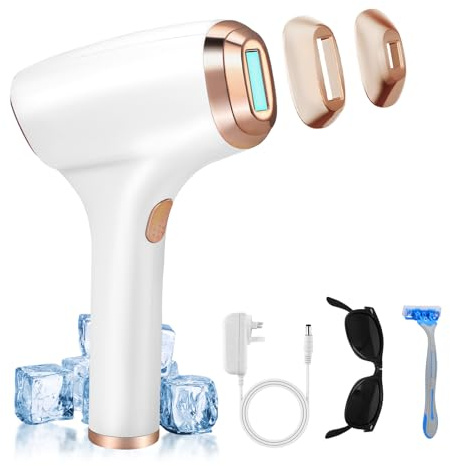 Epilatore a Luce Pulsata 3 in 1, 999.900 Flash, Display LCD, 9 Livelli di Intensità, per Viso/Corpo/Ascelle, Bianco