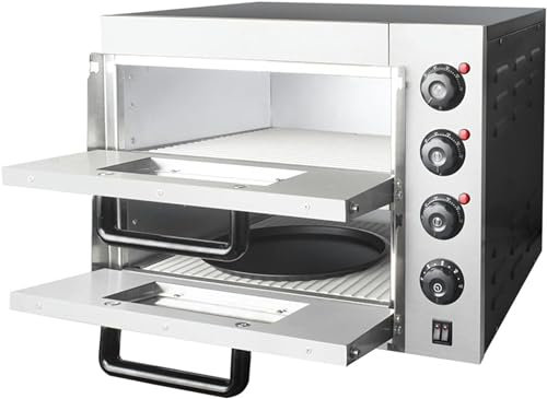 XSDAJSD Four à Pizza électrique Professionnel à Deux étages avec Base en Pierre, 3 KW, avec minuterie