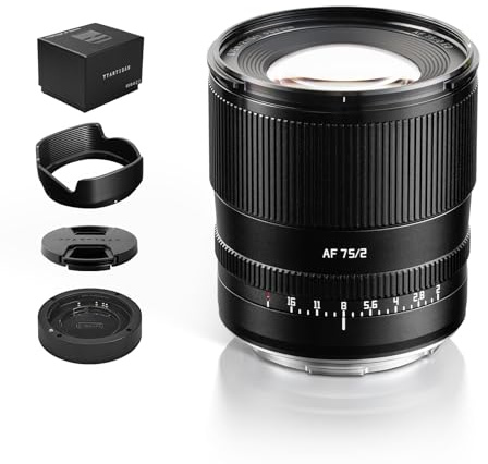 TTARTISAN AF 75 mm f/2 Objektiv Autofokus Prime Objektiv für Fotografie (L-Halterung, schwarz)