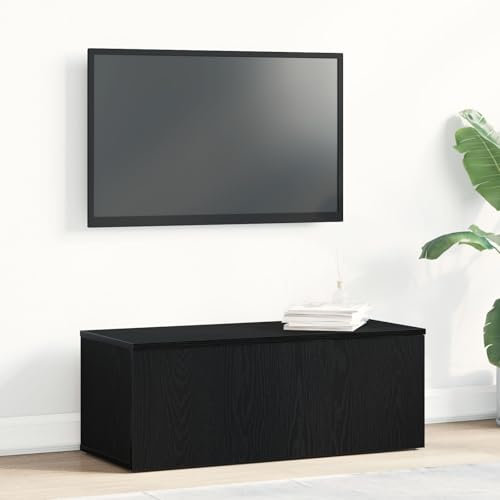 Homgoday Mobile TV Nero Rovere 80x34x30 cm in Legno ingegnerizzato, Mobile Porta TV Mobiletto Basso per TV per Tavolino da Salotto Industriale Supporto TV Soggiorno