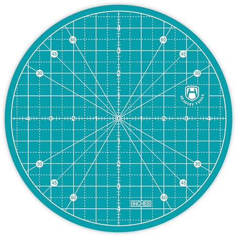 Headley Tools 10x10 Round Rotating Cutting Mat, Self Healing Mat with 360-Degree Rotation & Anti-Slip Base, Sewing Board Cutting Mat Perfect for Fabric Quilting Leather Hobby Project, Turquoise