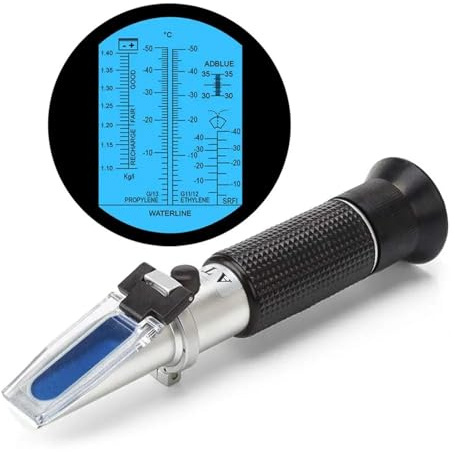 LLOOPK Refraktometer, Refraktometer for Frostschutzmittel und Kühlmittel for Frostschutzsysteme, Abgasflüssigkeit, Batteriesäure und Scheibenwaschflüssigkeit