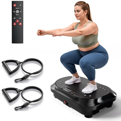 Potente máquina de ejercicio de placa de vibración con altavoces Bluetooth, intensidad de masaje de 120 niveles para fitness en casa, drenaje linfático y moldeo del cuerpo