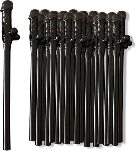 Black Color Party Straws,10PCS Hen Party Naughty Drinking Plastic Straws Chick,Reusable Straws for Parties, Girls Cocktail Night Novelty Party Accessories for Bar Bachelorette Party Birthday Wedding