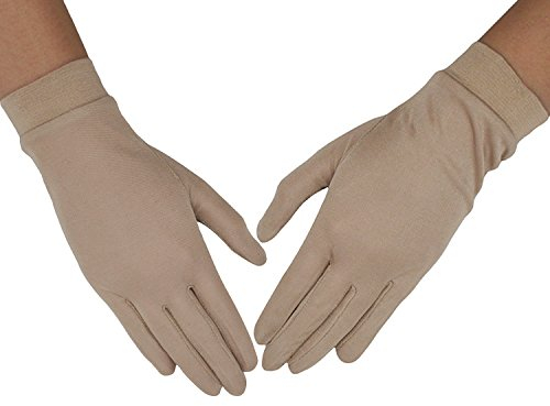 MAYMII Women's 100% Pure Mulberry Silk Gloves Liner Glove Inner Ski Bike Cycle Gloves – for Driving, Fashion, Sun and Cold Protection (Khaki)