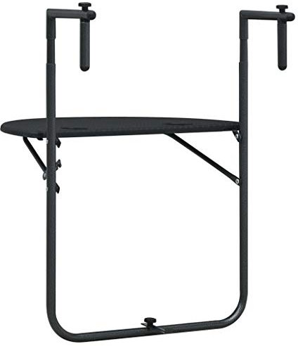 Festnight Balkonhängetisch Schwarz 60x64x83,5 cm Kunststoff Rattanoptik Balkontisch Tisch handgewebtem Rattan-Design höhenverstellbar