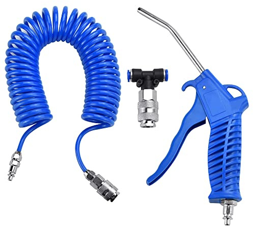 TANCUDER Pistola de Soplado con Boquilla con Manguera de Retroceso de 5m Pistola de Aire para Soplar de 360 Grados Pistola de Plumero de Aire para Camiones Pistola de Aire Comprimido con Manguera