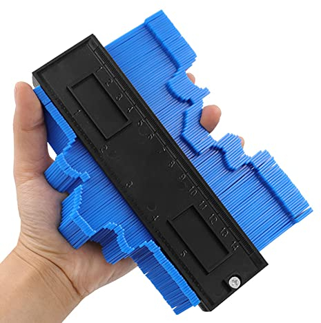 Contour Gauge Duplicator, Outline Marking Tool, Outline Gauge, Profile Tool, Profile Measuring Tool, Profile Gauge Ruled, for Precise Measurement Tiling Laminate Wood Marking Tool, Blue