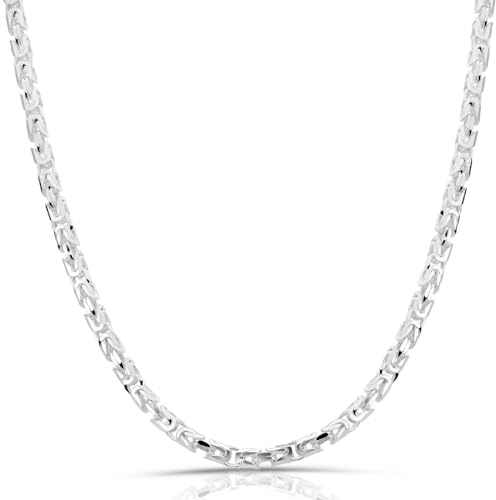 Tony Fein Königskette 3mm 925er Silber Gestempelt Massiv Hochglanzpoliert Diamantiert für Damen und Herren Made In Italy