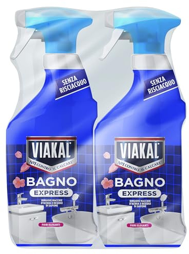 Viakal Bagno Express Spray, Fiori Eleganti 1440ml, Senza Risciacquo, Rimuove il calcare in una sola passata, 2 Pezzi