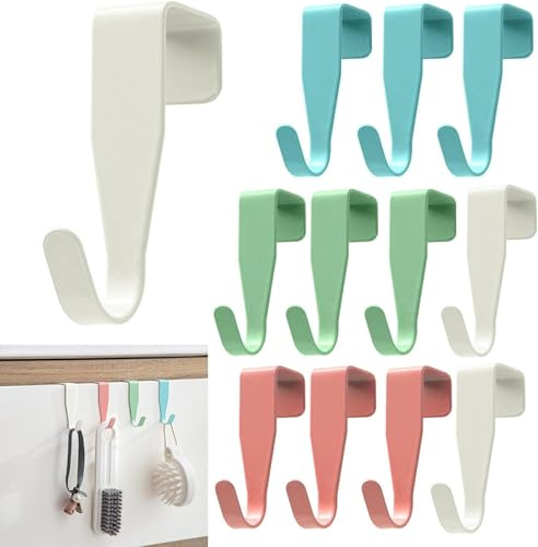 Flycppo 12 Piezas Ganchos para Puerta para Colgar,Perchero Puerta,Ganchos para Colgar de Acero al Carbono de Colores,Ganchos Decorativos para Puerta en Forma de S para Baño,Cocina,Armario