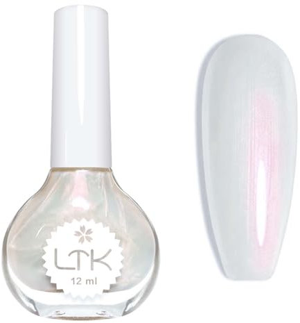 White Pearl Nail Polish with Glitter - Reflective Pearlescent Pink Shimmer Flash - High Glossy Shine Mermaid Varnish Quick Dry No UV