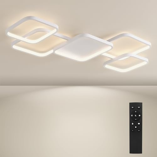 BAYHT LED Deckenlamp Wohnzimmerlampe Dimmbar Deckenleuchte mit Fernbedienung 56W 5600LM 3000K-6500K Geeignet für Wohnzimmer, Deckenleuchte Schlafzimmer Weiß