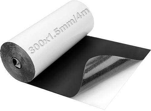 Mbsomnus Closed Cell Foam Roll 300 mmx1.5 mmx4 m Self Adhesive Foam Sheets Neoprene Sticky Back 1.5 mm Rubber Sheet Black for Furniture Pads Floor Protectors Gap Filling DIY Craft Project