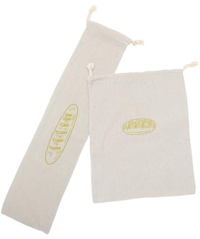 Vaguelly 2pcs Linen Bread Bags Drawstring Storage Pouch for Bread Reusable Food Packing Bags Container Elegant Design