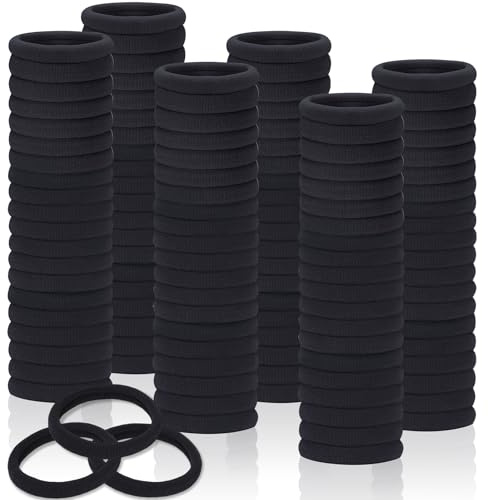 150 Pcs Seamless Elastic Hair Ties No Damage for Thick & Thin Hair, Ponytail Holders, Elastics, Soft Pony Tails Bands for Women, All Black
