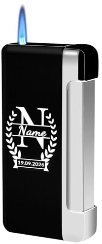 loongway Personalisierbares Sturmsfeuerzeug mit Gravur | Windfeste Metallkonstruktion & Blaue Jetflamme für Outdoor