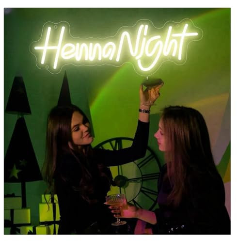 SHOUXI LED néon signe Enseignes LED Au Néon Henna Night, Enseignes De Mariage, Décoration De Mariée, Fête De Chambre À Coucher, Décoration D'art Mural, Enseignes Personnalisées(40x13.2cm)