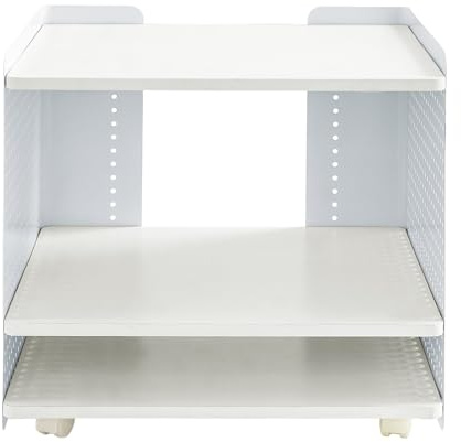 Shalmidor Druckertisch 50x39x50cm mit Arretierbaren Rädern, Mobiler Druckerhalter 3 Ebene Pegboard höhenverstellbar, Druckerständer mit Organizer Regal Aktenschrank für Büro Zuhause (weiß)