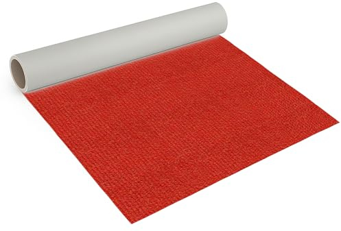 Internethandel Pfordt Teppichboden Nadelfilz Rot, 200x200 cm, robuster Nadelvlies Bodenbelag, Meterware für Wohnbereiche, Ausstellungen und Messen