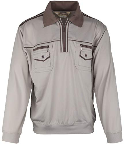 SOUNON Langarm-Poloshirt für Herren Beige (M1), Groesse: 3XL
