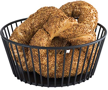 APS „Urban“ runder Metallgitter Korb, stabiler Gitterkorb, Ø 20 cm x H: 8,5 cm, Brotkorb, Obstkorb, Gemüsekorb, stapelbar, spülmaschinengeeignet, Schwarz