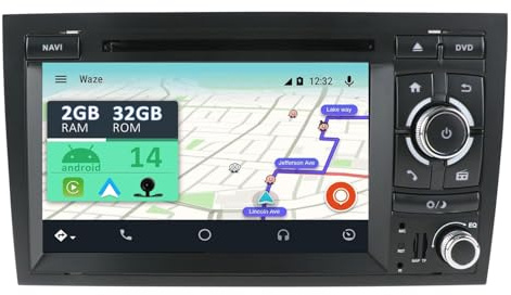 YUNTX Autoradio für Audi A4 (2003-2011) Navigation KOSTENLOSE Rückfahrkamera und Canbus | 7 Zoll | 2GB /32GB | DVD | DAB+ Unterstützung | USB | Octa-Core | WLAN | Bluetooth | MirrorLink | RDS