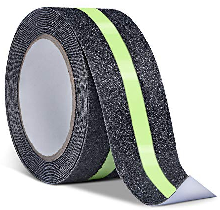 ONTWIE Ruban Adhésif Antidérapant, Ruban de sécurité antidérapant qui brille dans le noir améliore la préhension et marches de sécurité anti-dérapantes intérieur et extérieur 5CMx5M