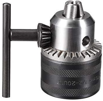sourcing map Drill Chucks, 1/2-20UNF Threaded 3-16mm Capacity with Chuck Key for Electric Impact Corded Cordless Drill