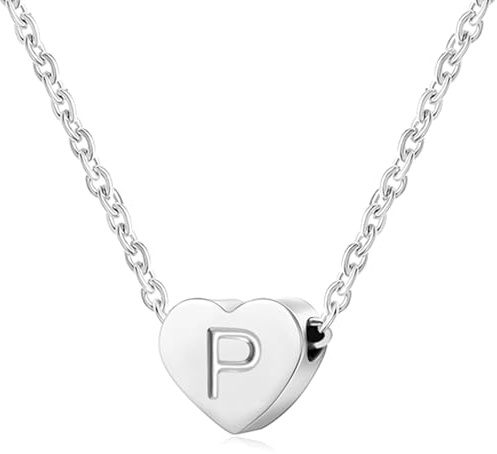 Halsband med initial/bokstav för kvinnor, personligt choker-halsband i silver med en liten initial eller bokstav, kärlek, hjärta, för flickor, Rostfritt stål