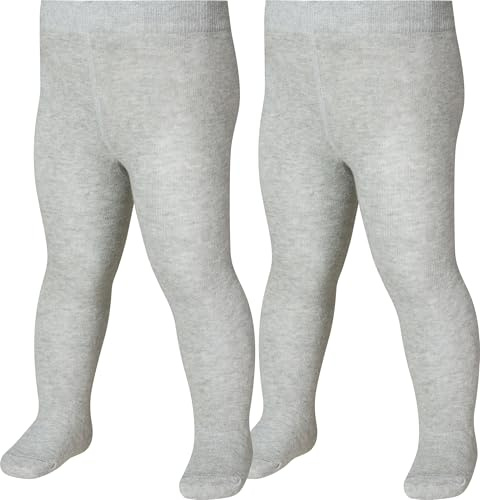 Playshoes Unisex barn termo varma strumpbyxor, grå/melerad dubbelpack, 110-116