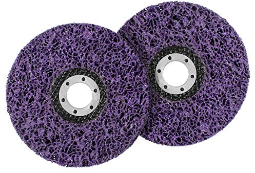 Disco de Limpieza Grueso CSD de 125 Mm - 2 Piezas Abrasivas para Eliminar Óxido - Disco de Tela de Nailon CBS para Amoladora Angular, Violeta