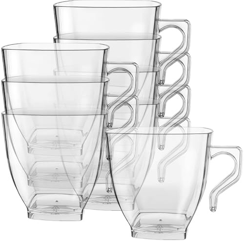 Kaya Plastic Coffee Mugs - 8 oz. | Clear | Square | 8 Pcs.