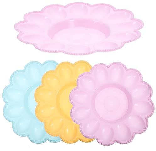 4 Stück Eierhalter Kunststoff Eier Aufbewahrungstablett Für Kühlschrank Und Tisch Zufällige Farben 24X24X3 Cm