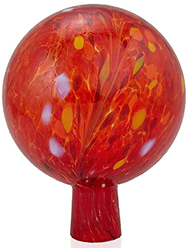 Jingle Bells Lauscha Gartenkugel/Rosenkugel rot geflammt 15cm mit Granulat