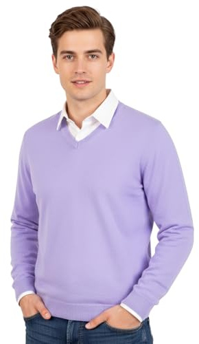 Marenza Scollo V Uomo Manica Lunga Misto Cashmere Seta Made in Italy