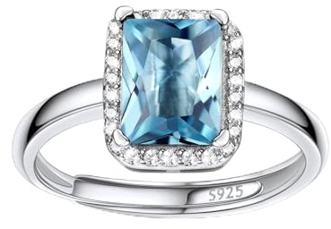 Bestyle Frauen Mondstein Ring Verstellbarer Kristall Ring Silber 925 für Damen Mädchen